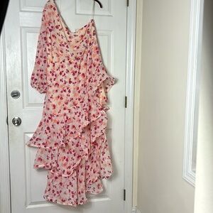 NEW ALEXIS for Target FLORAL maxi dress one sleeve tiered floral dress size 1X